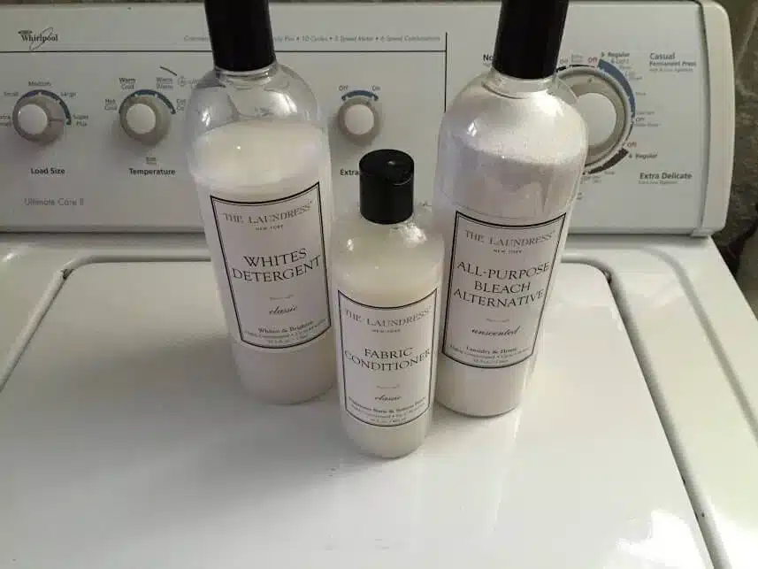 Close up of The Laundress bottles for a hands on review