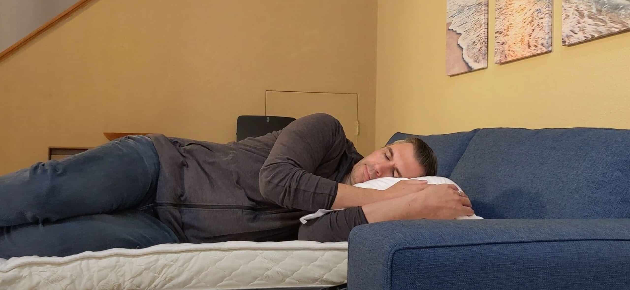 sleeping on couch bed