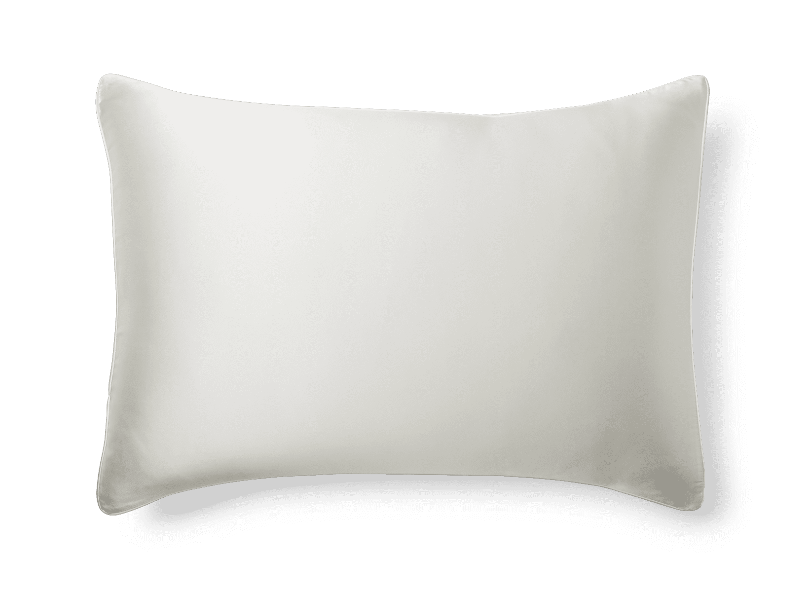 The Silk Pillowcase, featuring a plain white rectangular design with a smooth, clean surface, is displayed against a transparent background. Subtle shadows around the edges add a slight depth to the image.