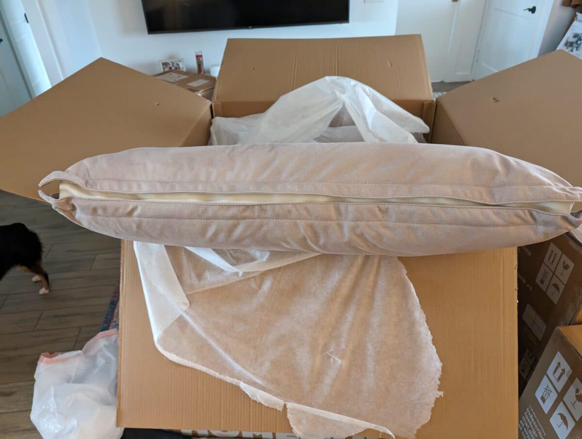 Close-up of Homebody cushion and seams