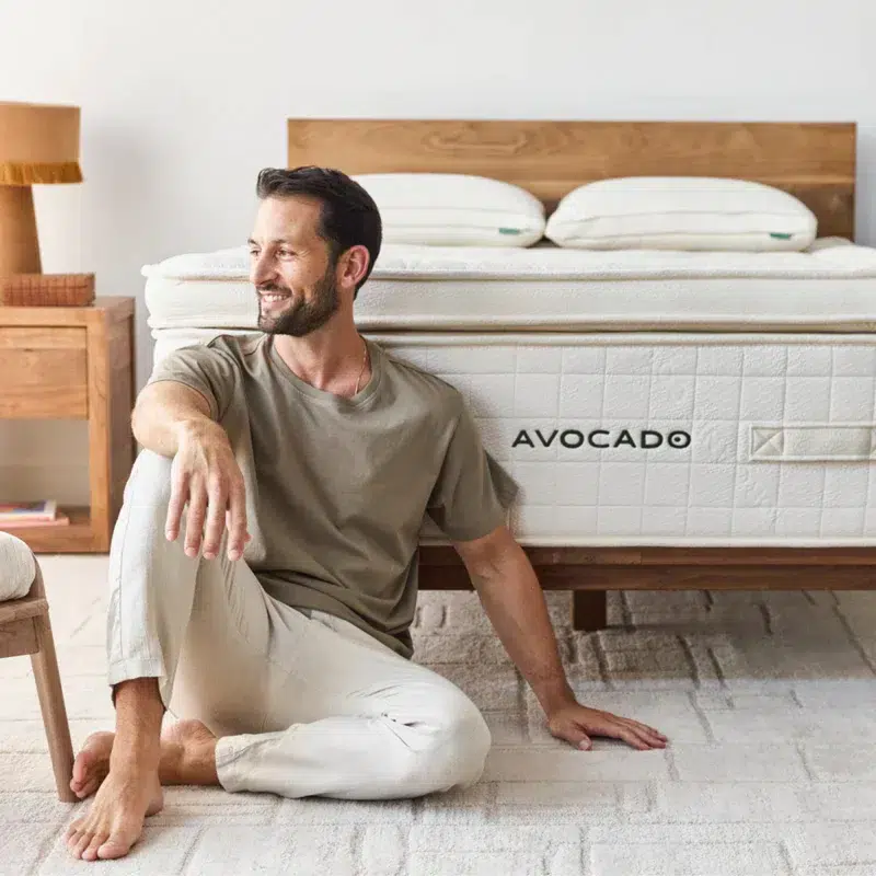 Avocado Luxury organic materials and hand-tufting detail