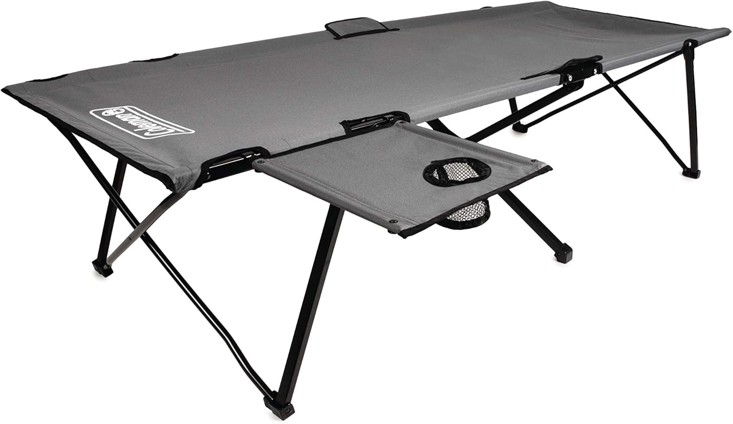 Coleman Pack Away cot with side table and drink holder