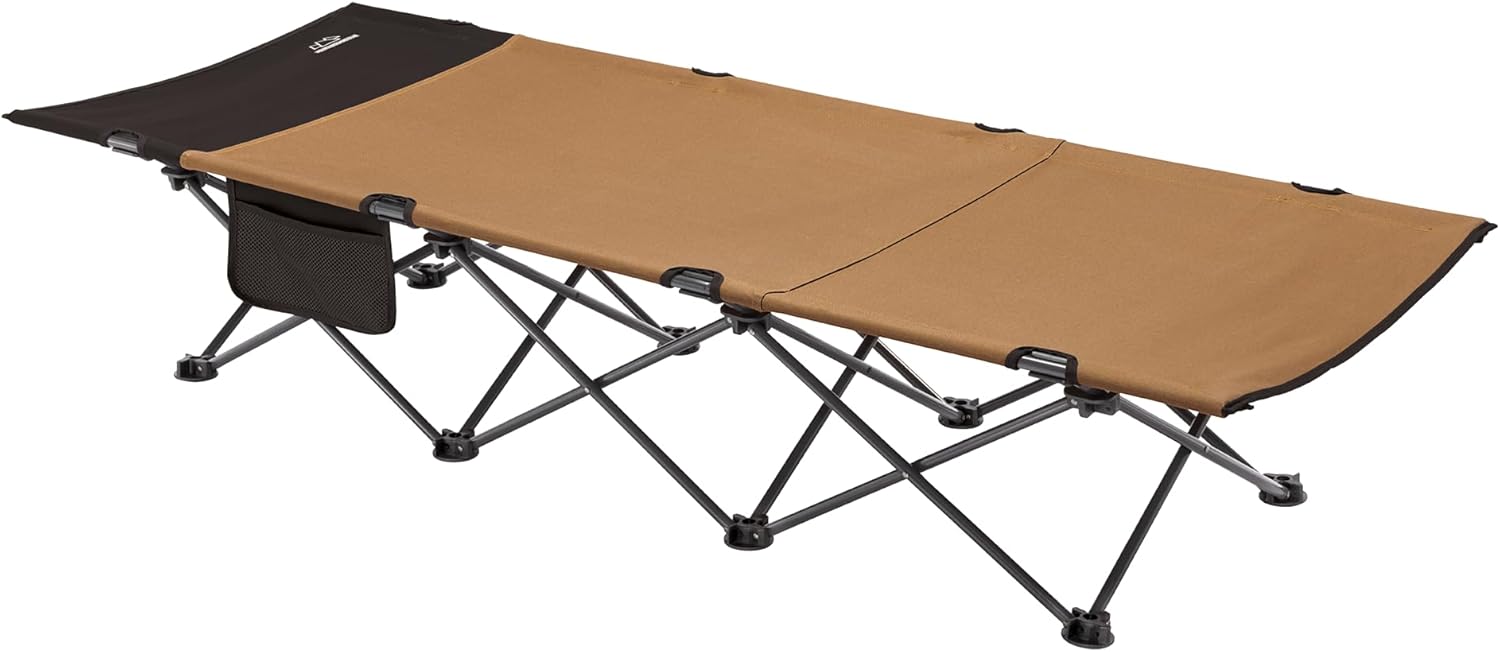 Mountain Trails base camp cot in a simple tent setup