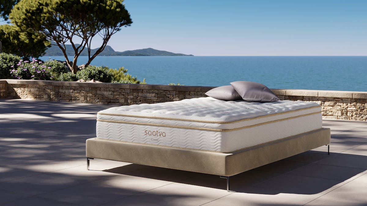 Saatva Classic mattress in a modern bedroom