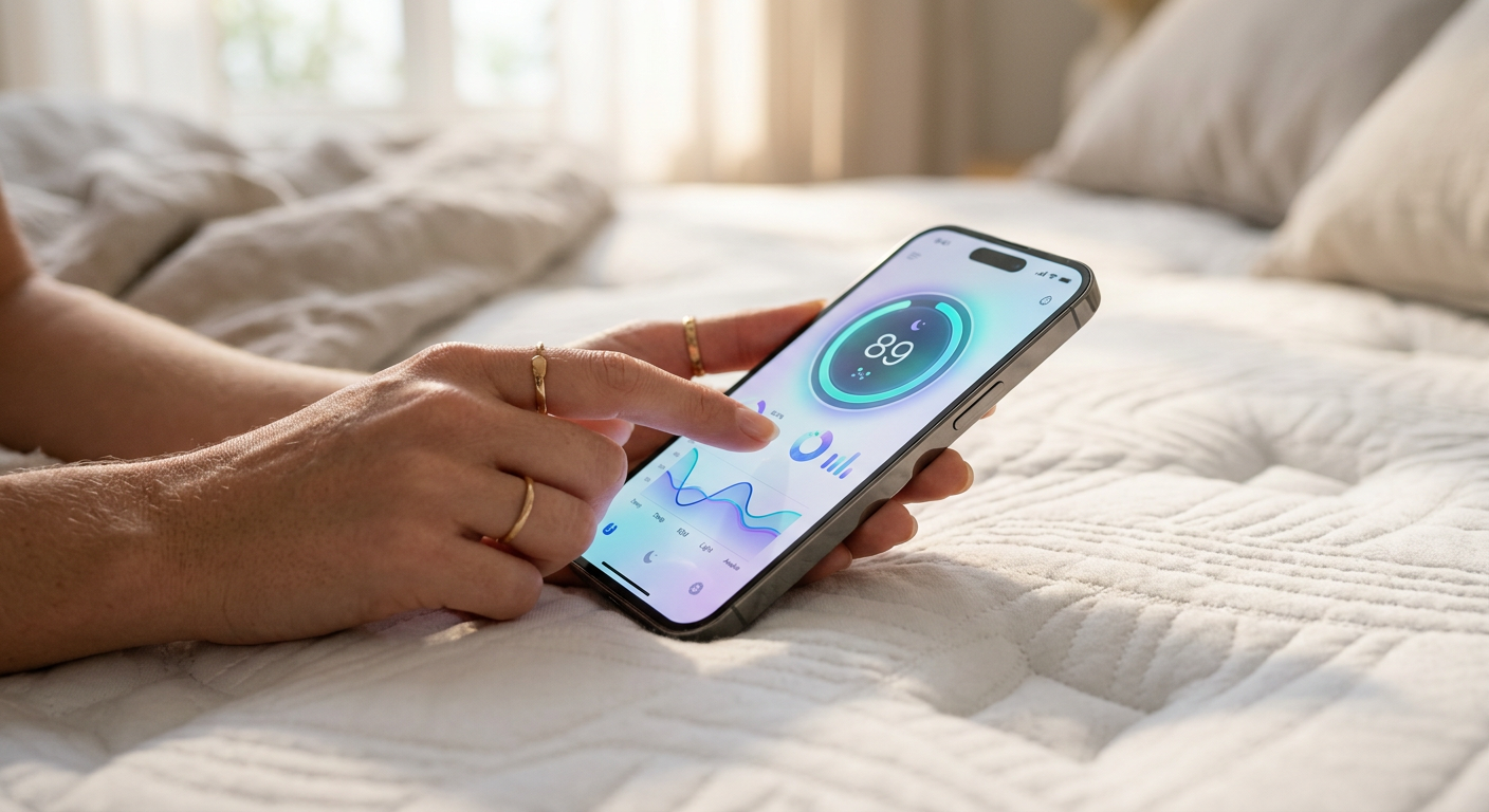 SleepIQ app showing nightly sleep score and biometric trends