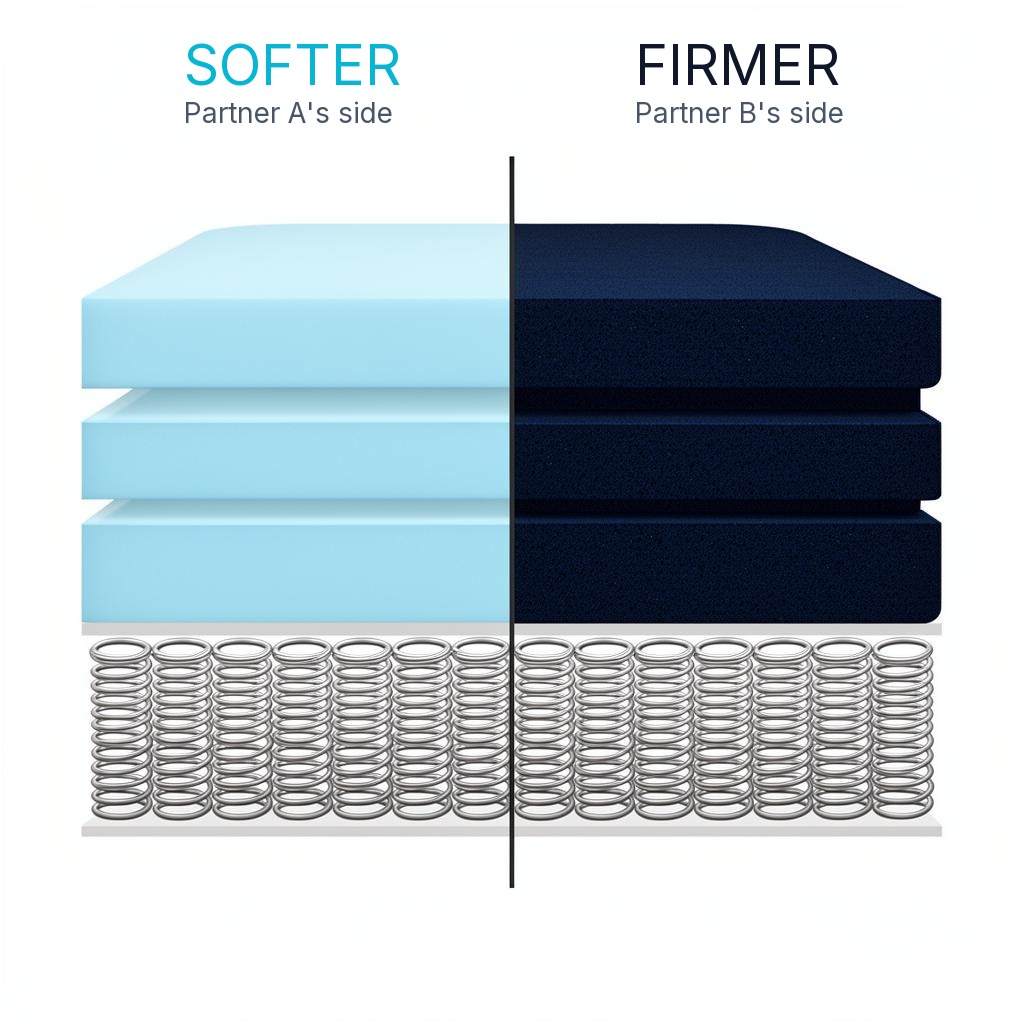 Diagram of split-firmness king mattress