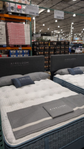 Aireloom Luxetop M Plush queen mattress on display at Costco Memorial Day 2026 sale