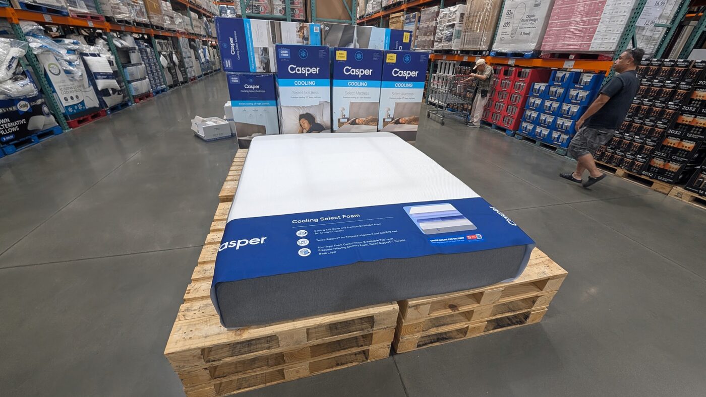 Casper Cooling Select Foam mattress on pallet display at Costco San Diego