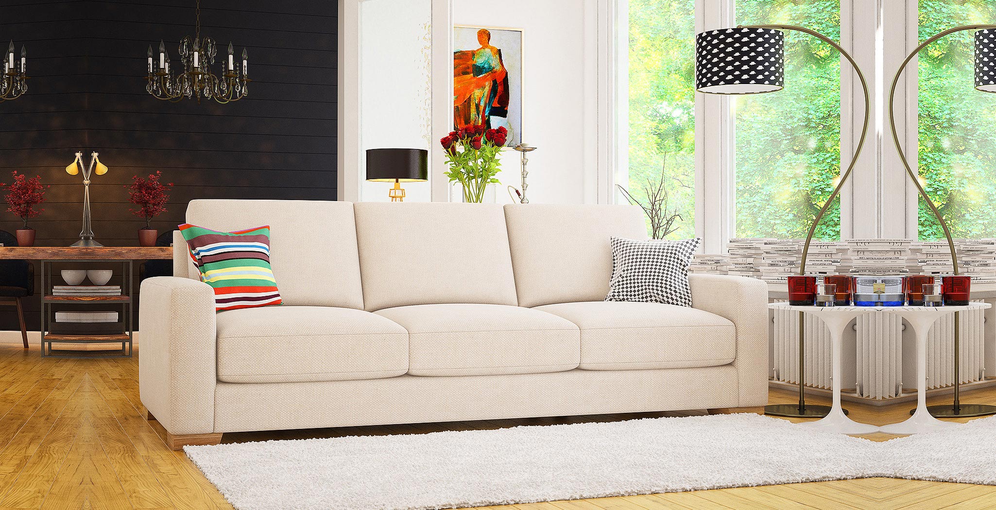 DreamSofa London sofa in Pumice fabric