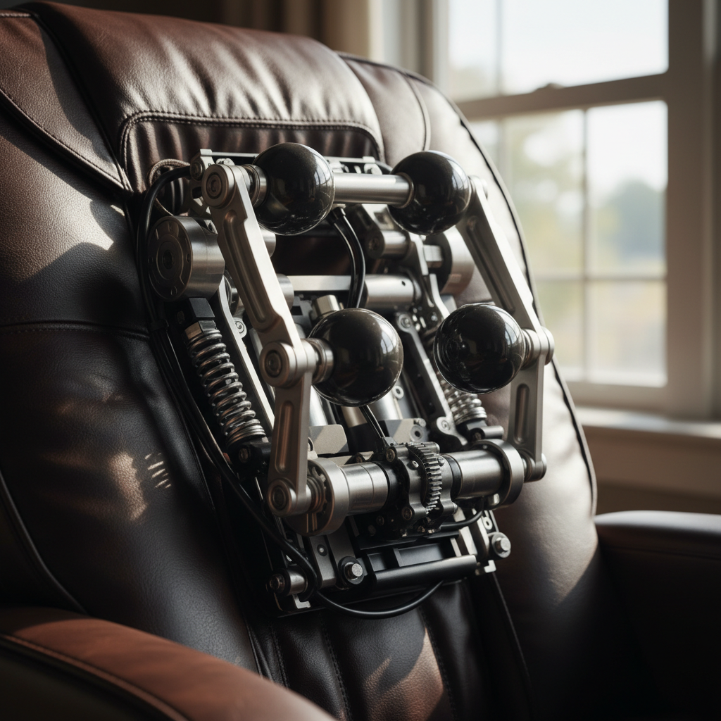 Massage chair roller mechanism close-up