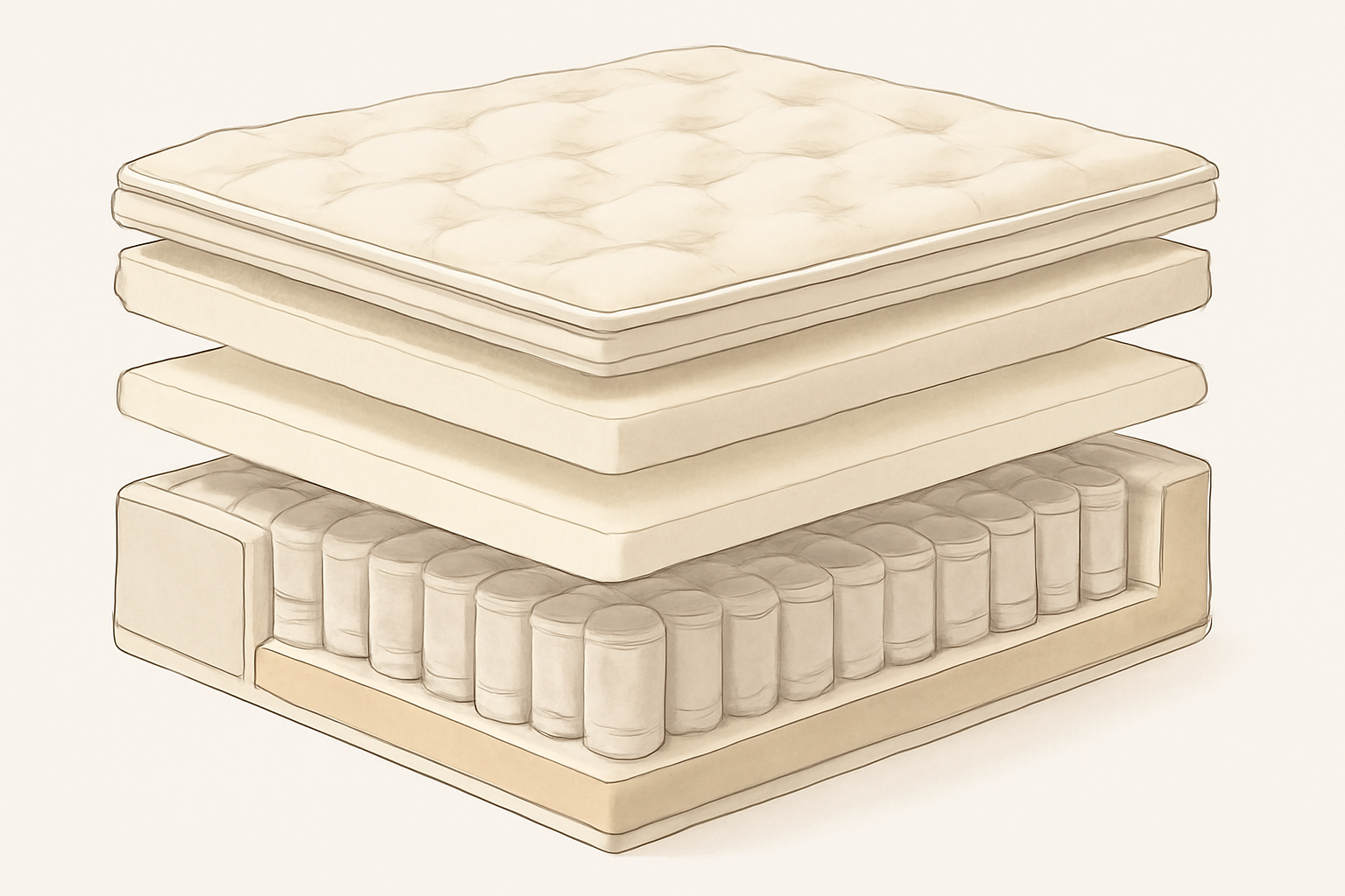 Origin Hybrid vs. DreamCloud Premier: An In-Depth Mattress Comparison — construction cross-section