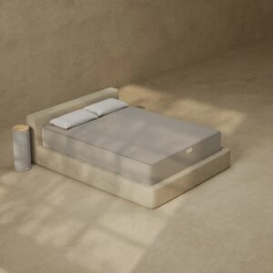 Orion Sleep System smart cover on a queen mattress with control tower
