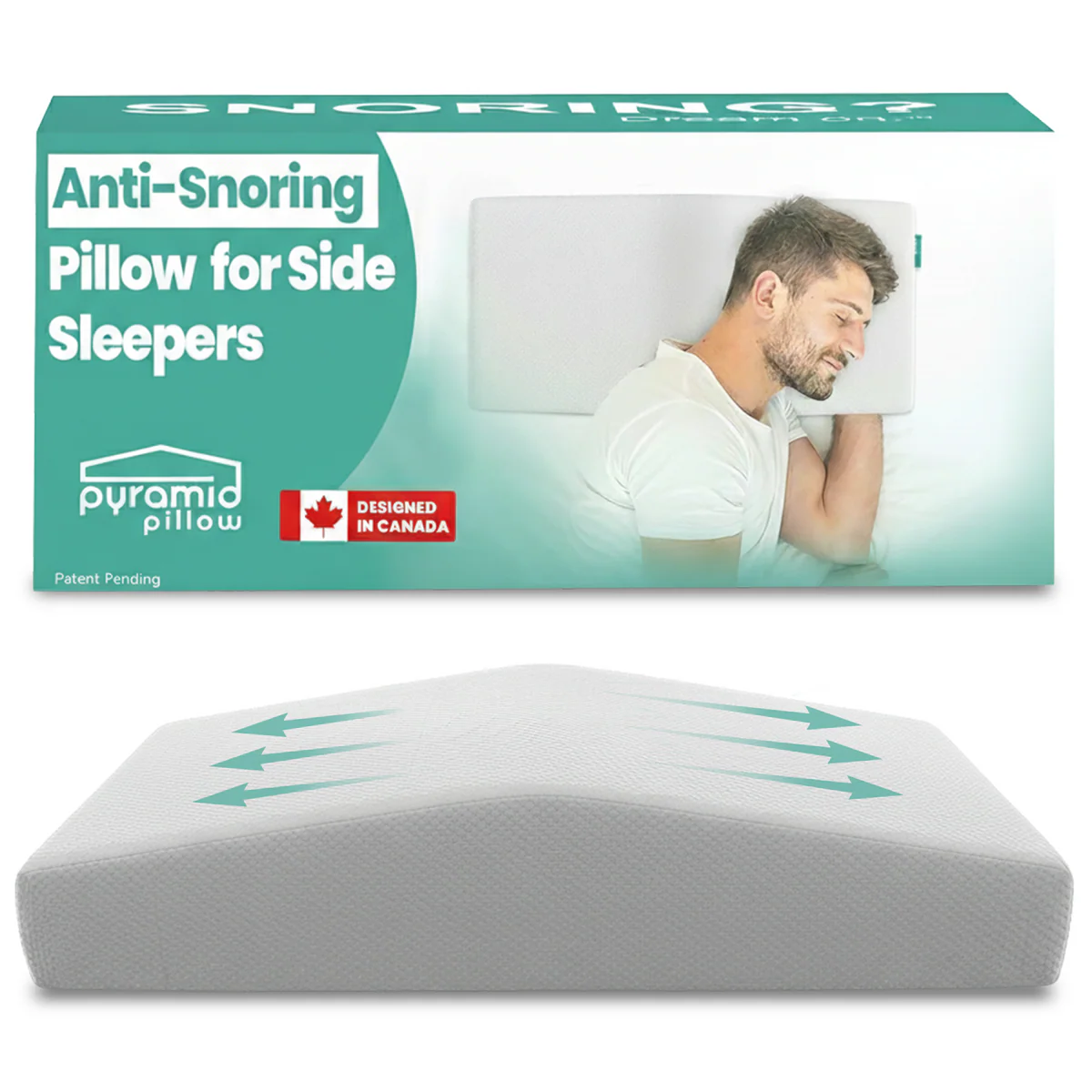 Pyramid Pillow product with retail packaging