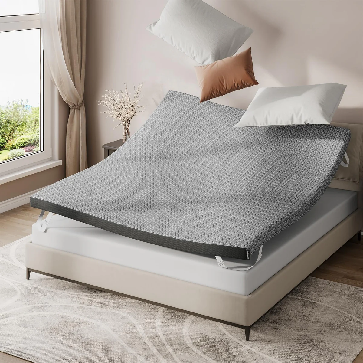 Vesgantti 3–4 inch memory foam topper with graphene fabric cover