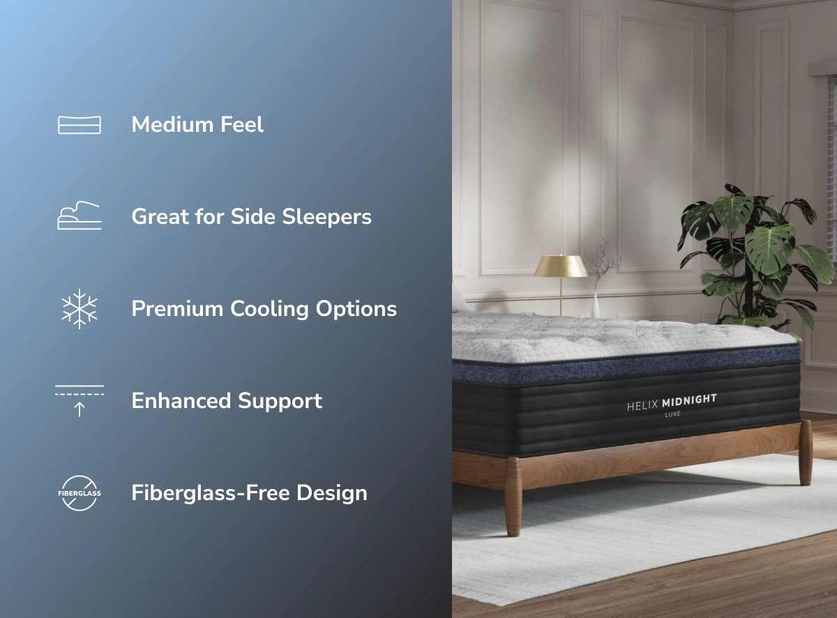 Helix Midnight Luxe quilted pillow top with zoned lumbar support