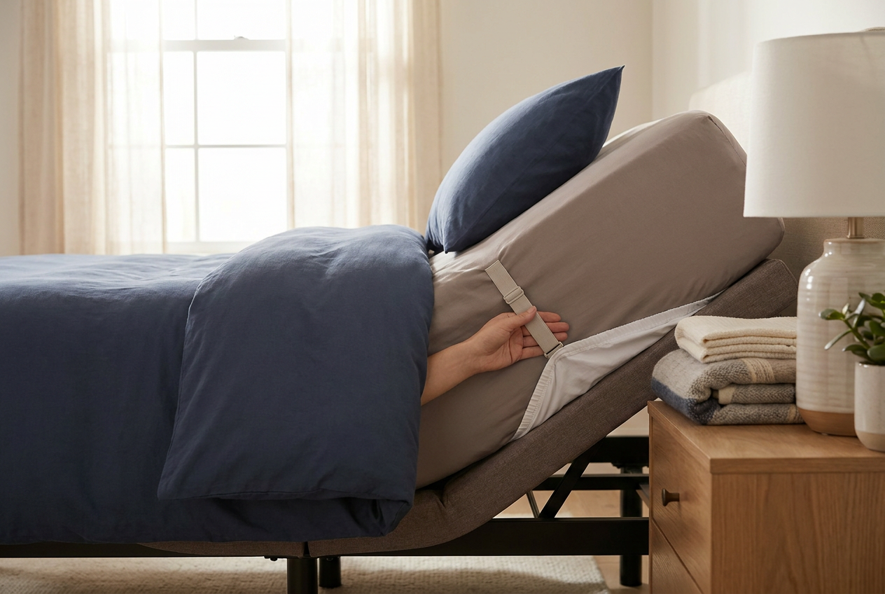 How to Keep Sheets Secure on Adjustable Beds β editorial illustration