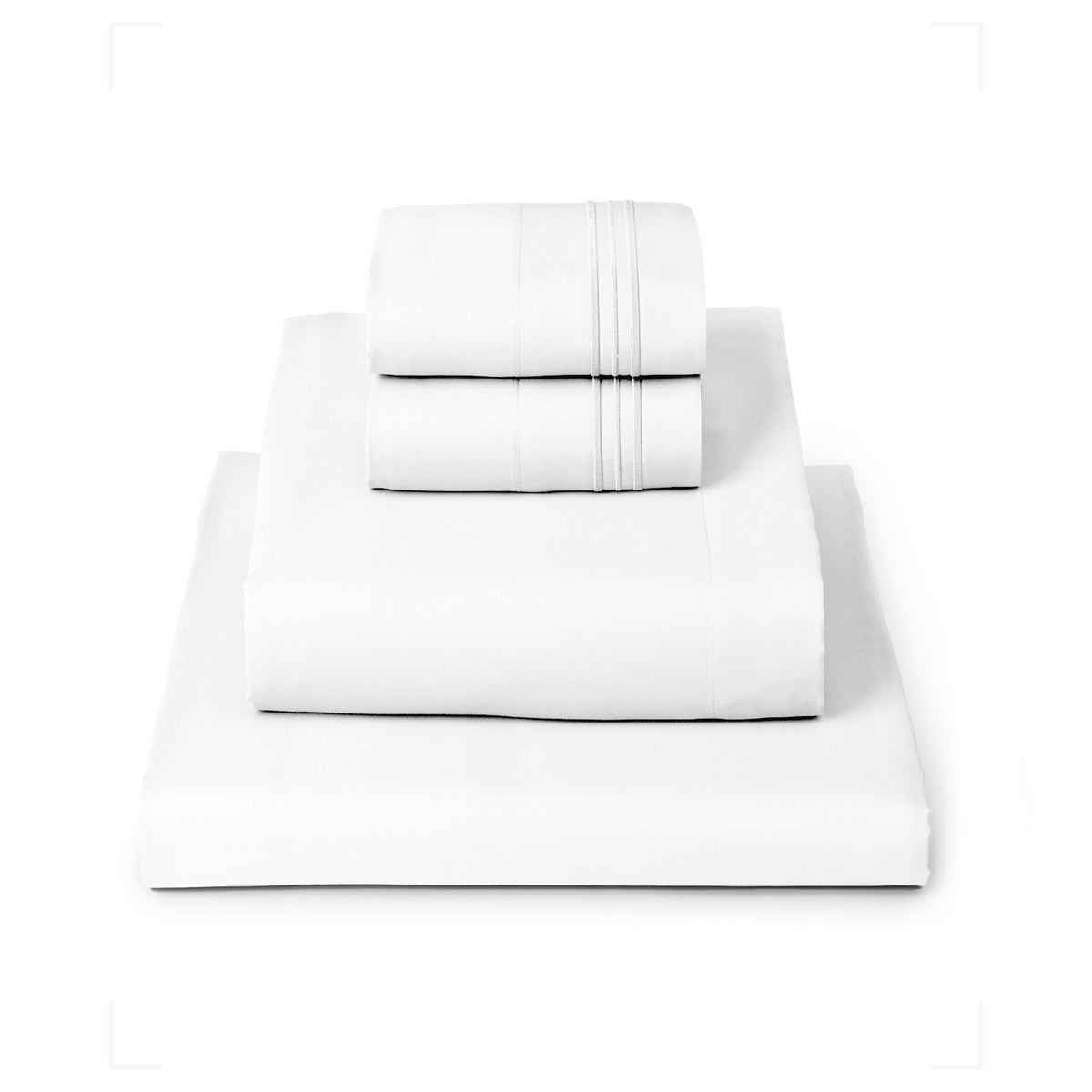 Mellanni Iconic 4-piece microfiber sheet set in white on a queen bed