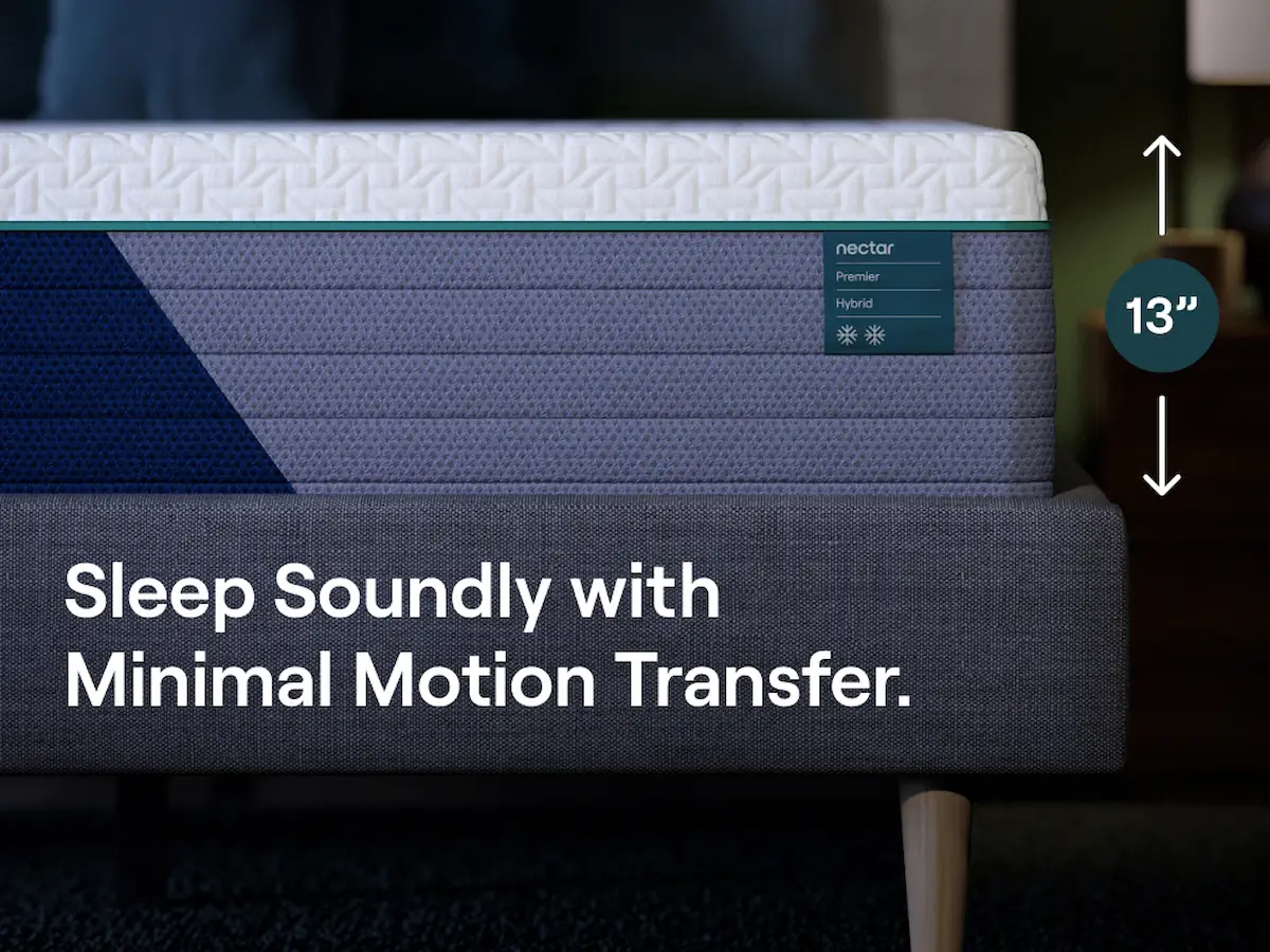 Nectar Premier Hybrid mattress height profile showing layer construction