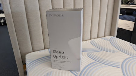 Snorinator pillow packaging and upright sleeping position