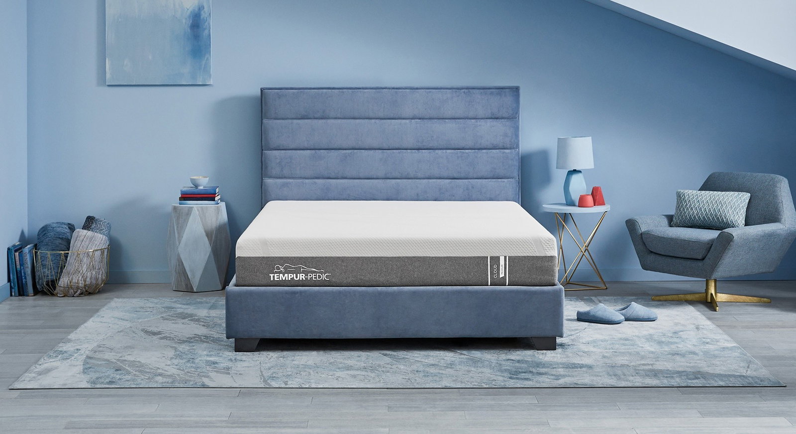 TEMPUR-Cloud mattress in a styled bedroom